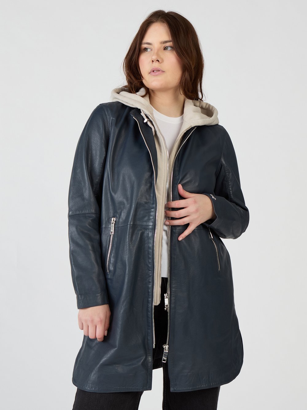 Thumbnail - Maze Ledermantel Damen blau, 42