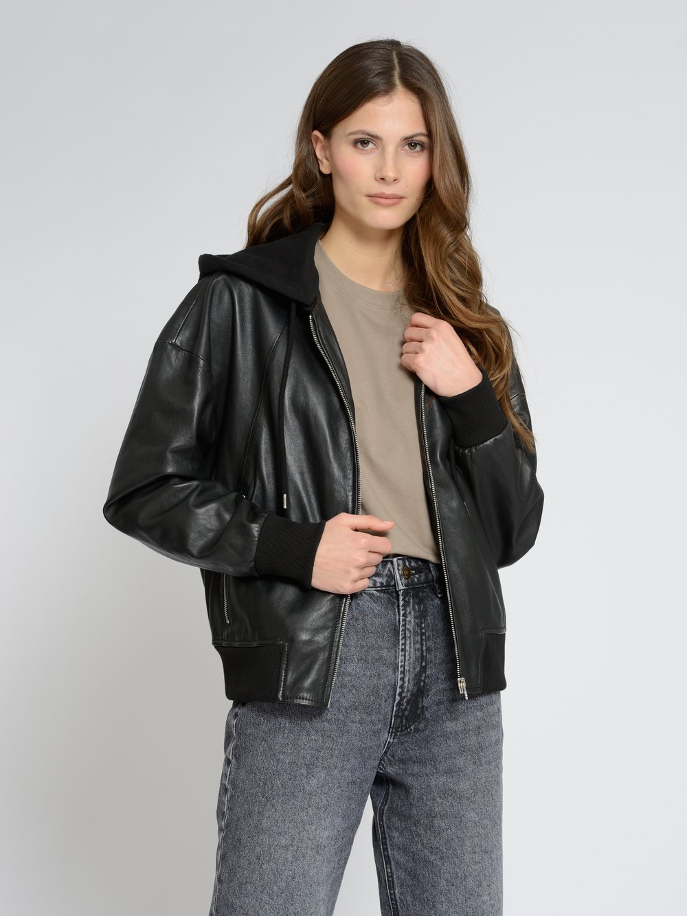 Maze Lederblouson Damen schwarz, XS