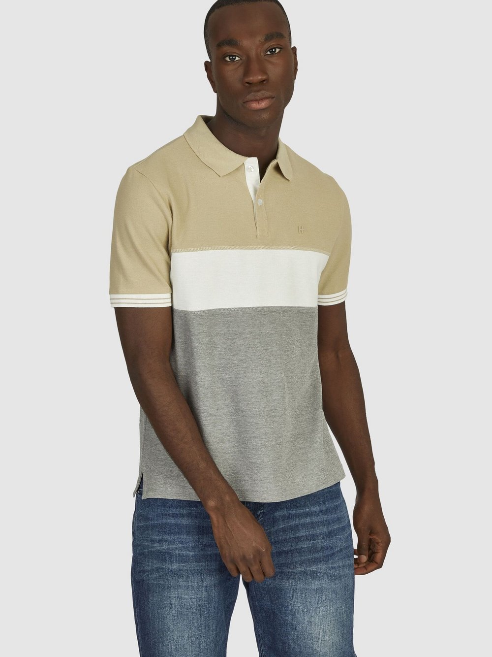 Daniel Hechter Poloshirt Herren Baumwolle beige gestreift, XL