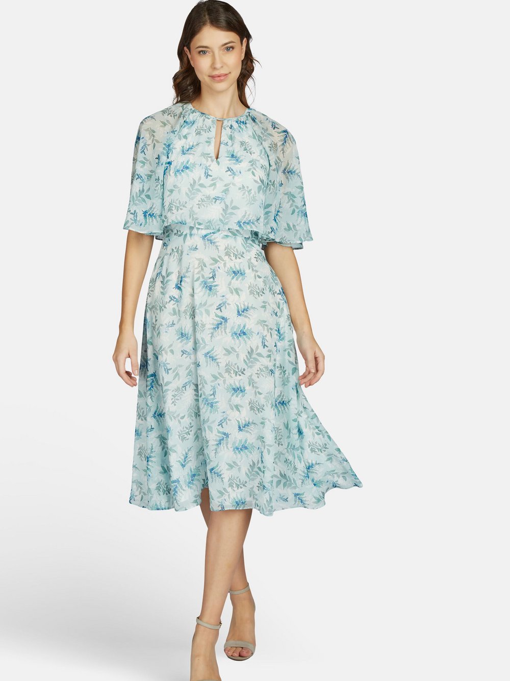 Kleo Midi-Chiffonkleid Damen blau gemustert, 38