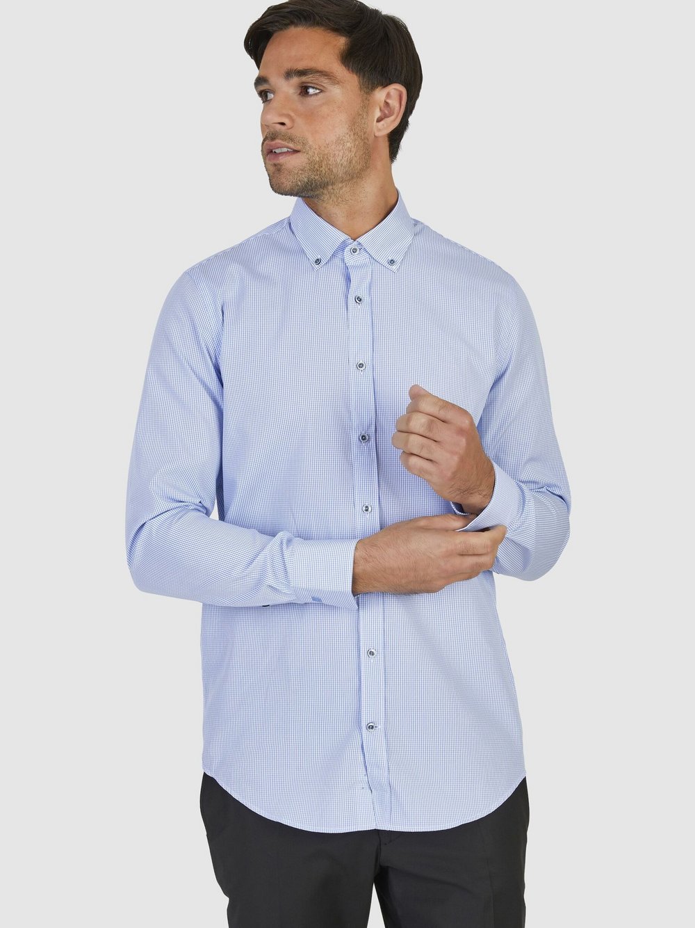 Daniel Hechter Business-Hemd Herren Modern Fit Baumwolle blau kariert, 41