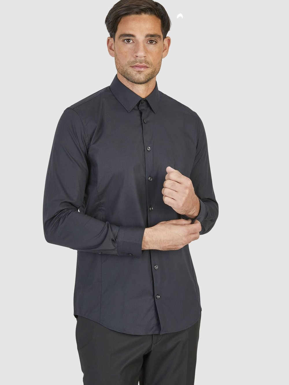 Daniel Hechter Langarmhemd Herren Modern Fit Baumwolle schwarz, 41