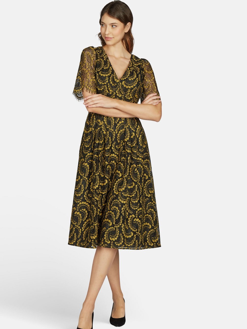Kleo Abendkleid Damen schwarz gemustert, 44