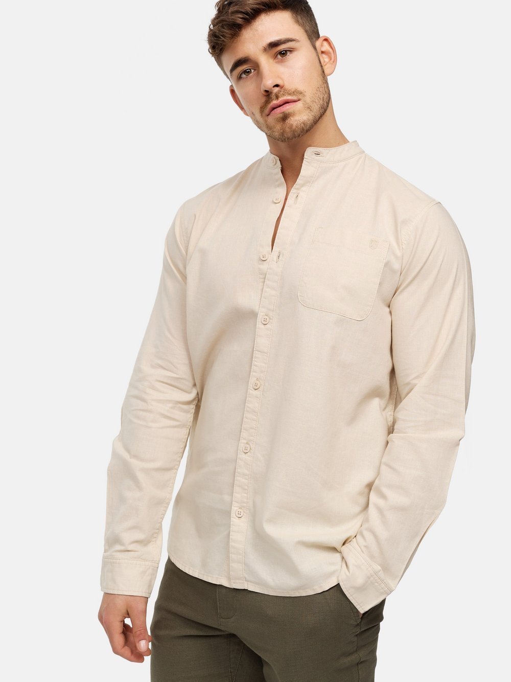 Indicode Hemd Langarm Herren Regular Fit Baumwolle beige, XXXL