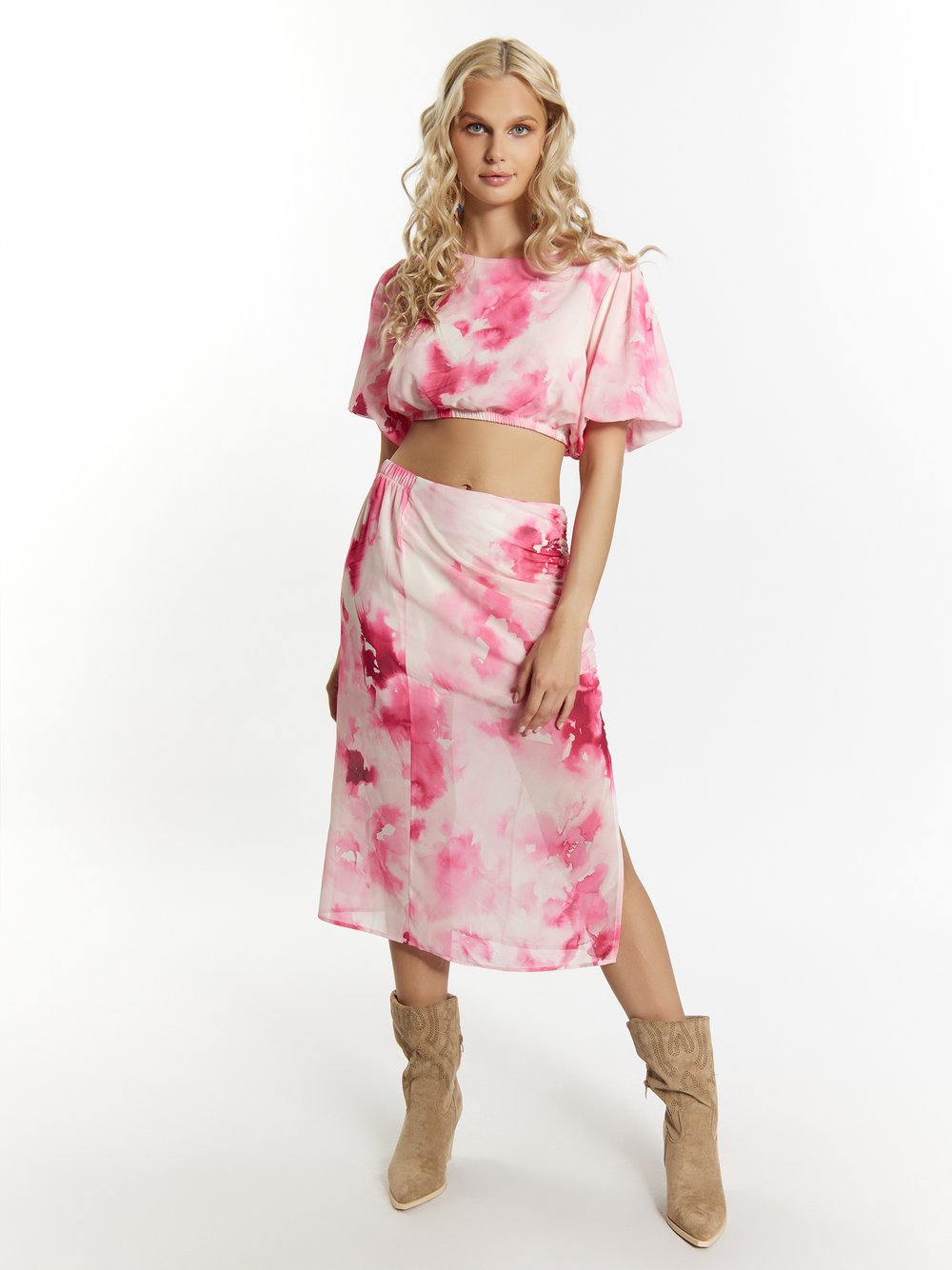 IZIA Bluse mit Batikmuster Damen pink bedruckt, S