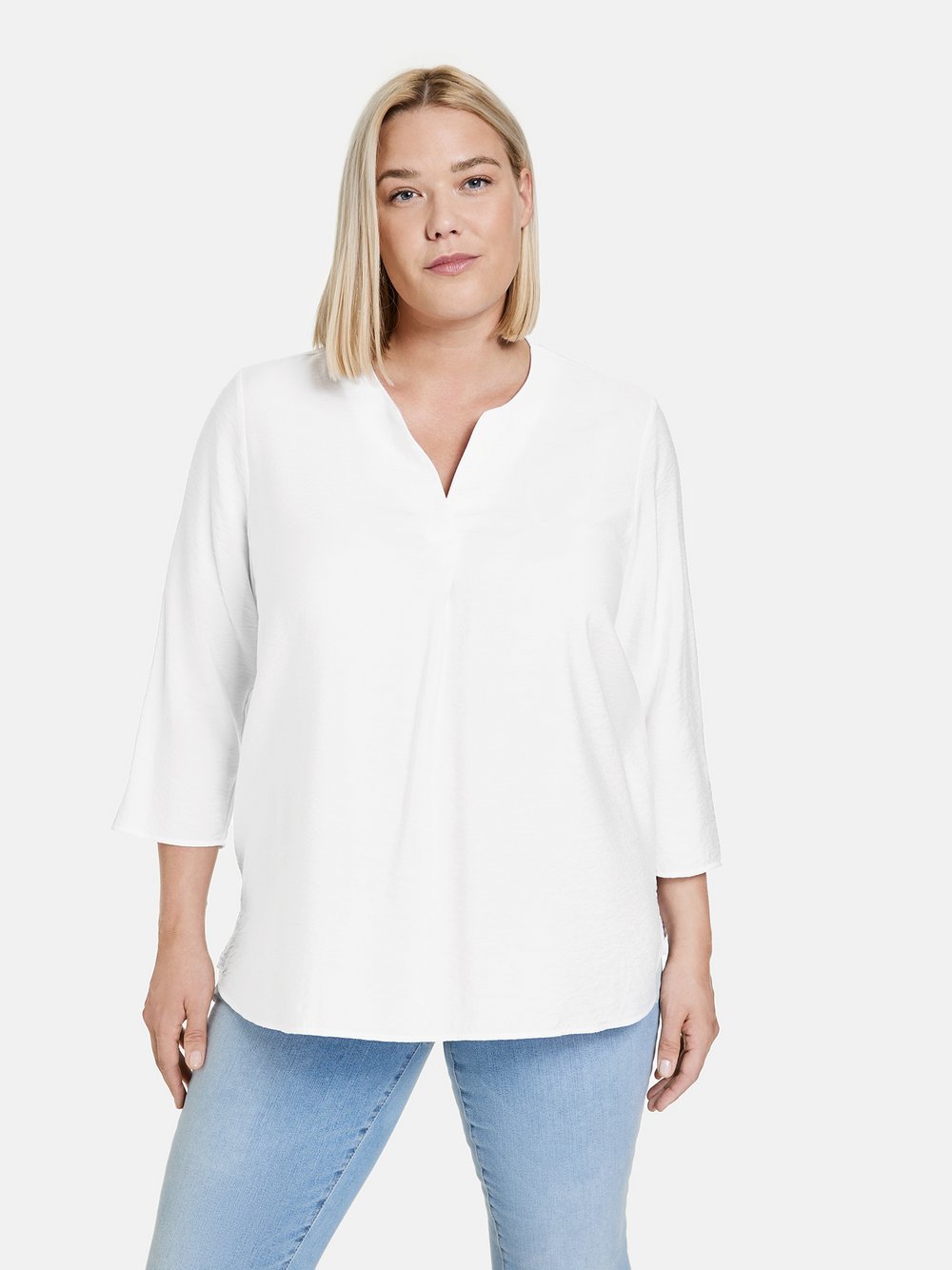 Samoon 3/4 Arm Bluse Damen Viskose weiß, 54