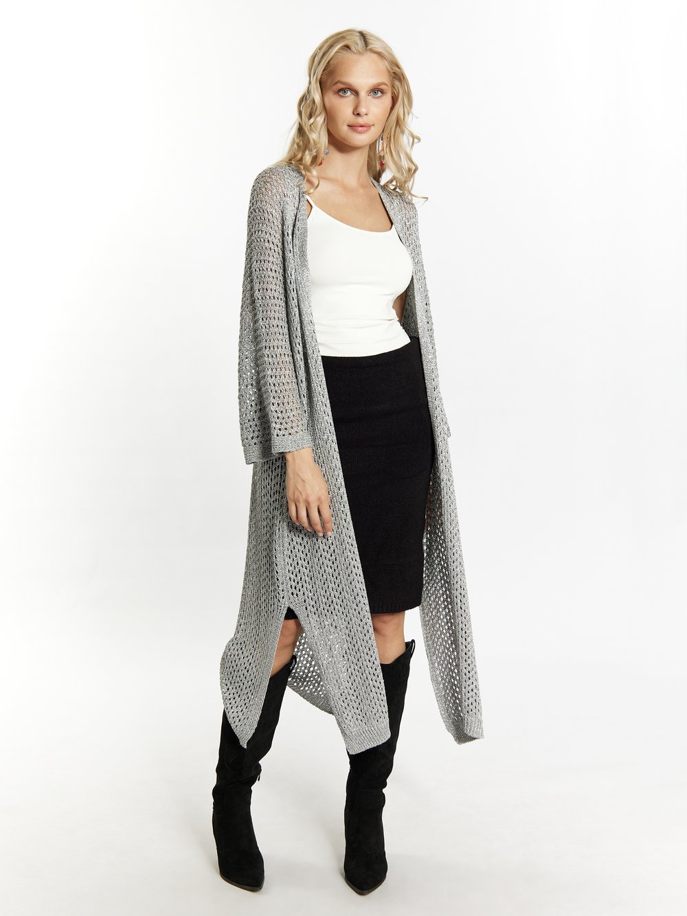 IZIA Cardigan Damen Viskose grau, M/L