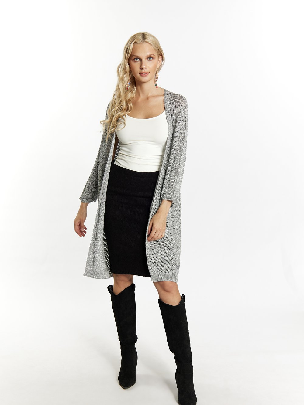 IZIA Cardigan Damen Viskose grau, M/L