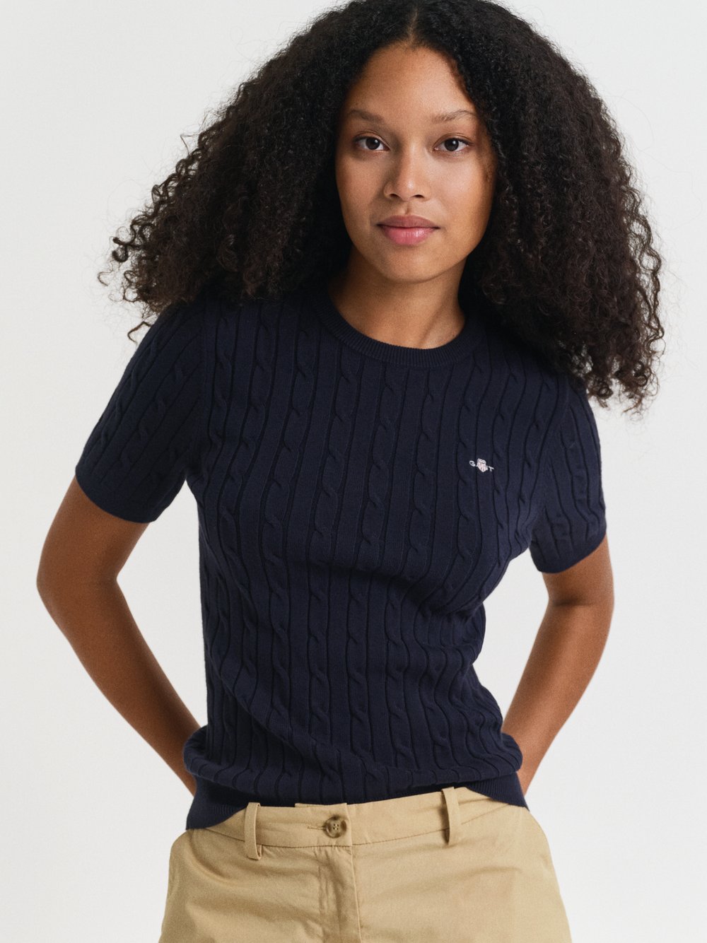 Gant Kurzarmpullover Damen Baumwolle blau, XXL