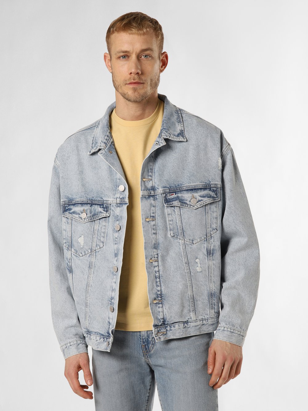 Tommy Jeans Męska kurtka dżinsowa Mężczyźni Bawełna niebieski jednolity, XL
