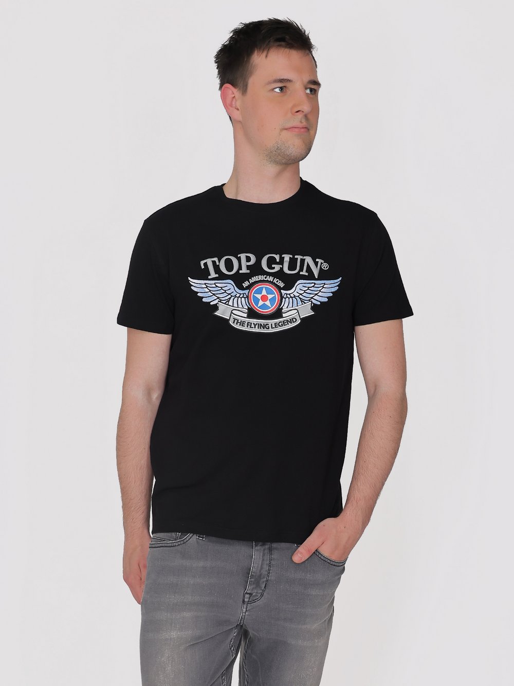 Topgun T-Shirt Herren Baumwolle schwarz bedruckt, S