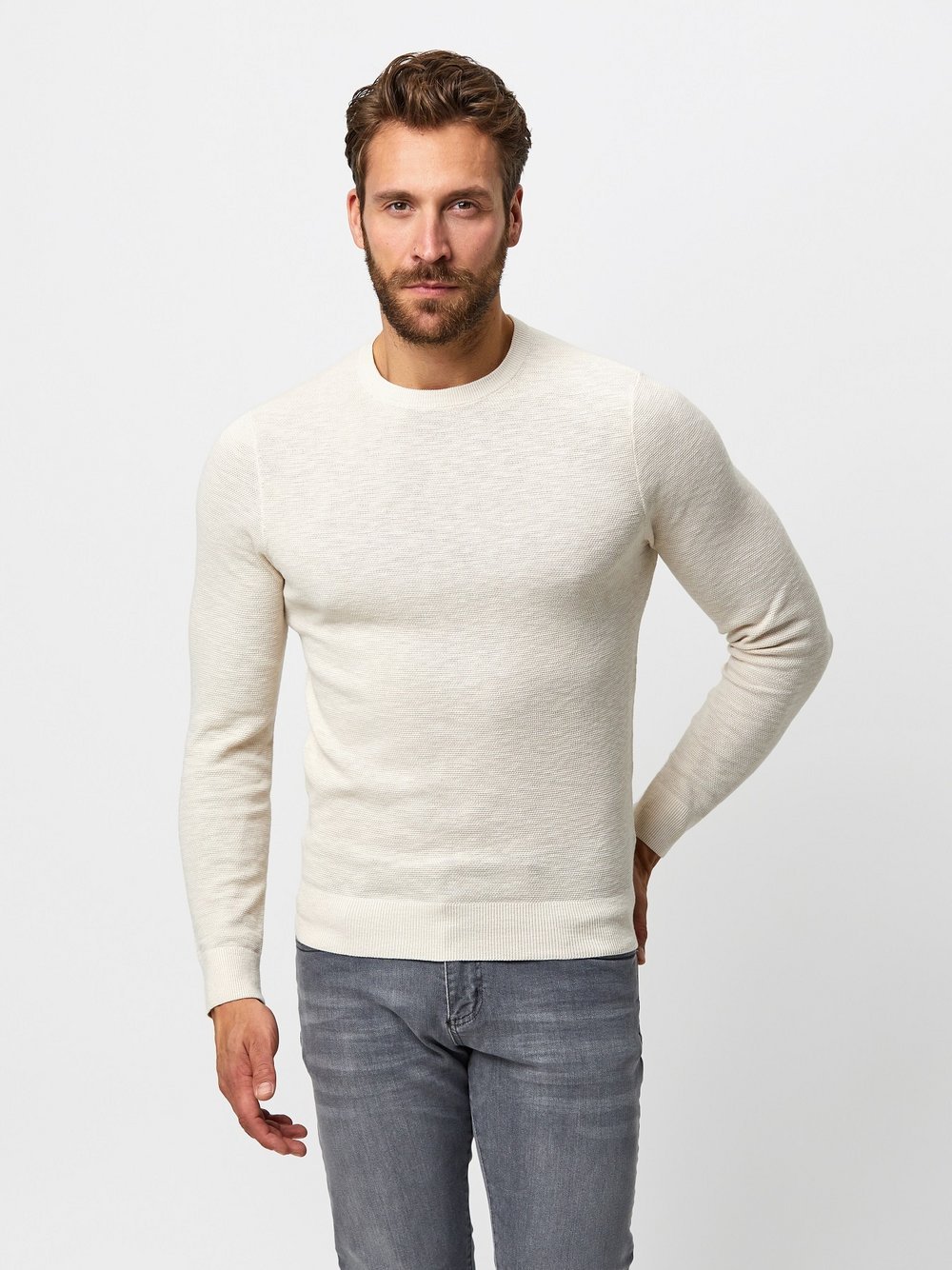 Profuomo  Pullover Herren Baumwolle weiß meliert, S
