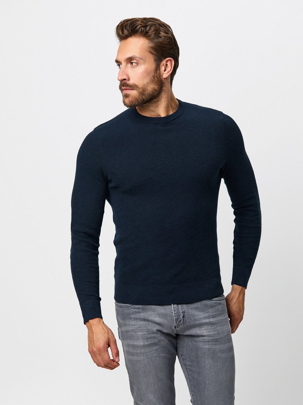 Profuomo  Pullover Herren Baumwolle blau meliert, S