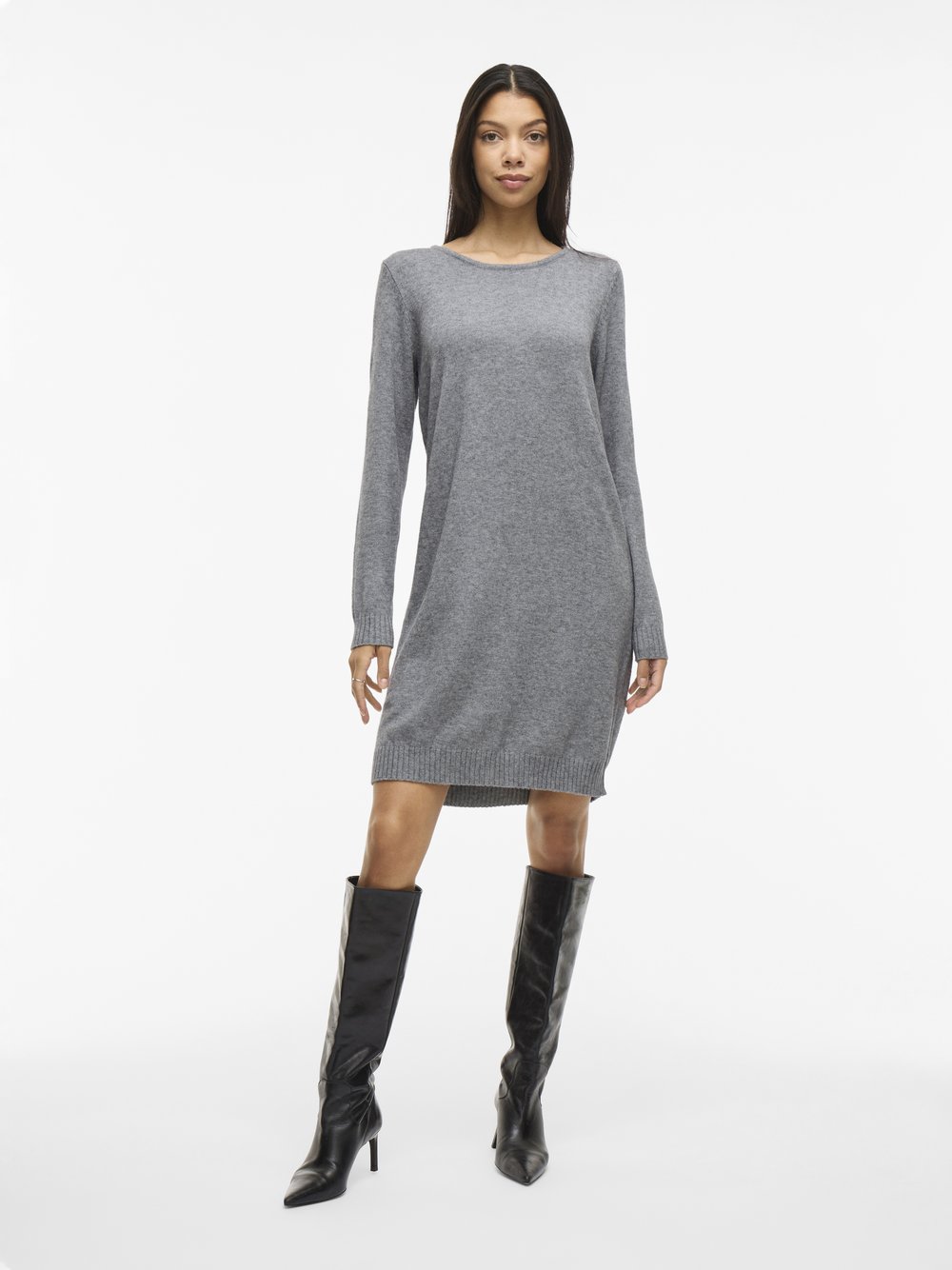 Vila Strickkleid Damen Viskose grau meliert, L