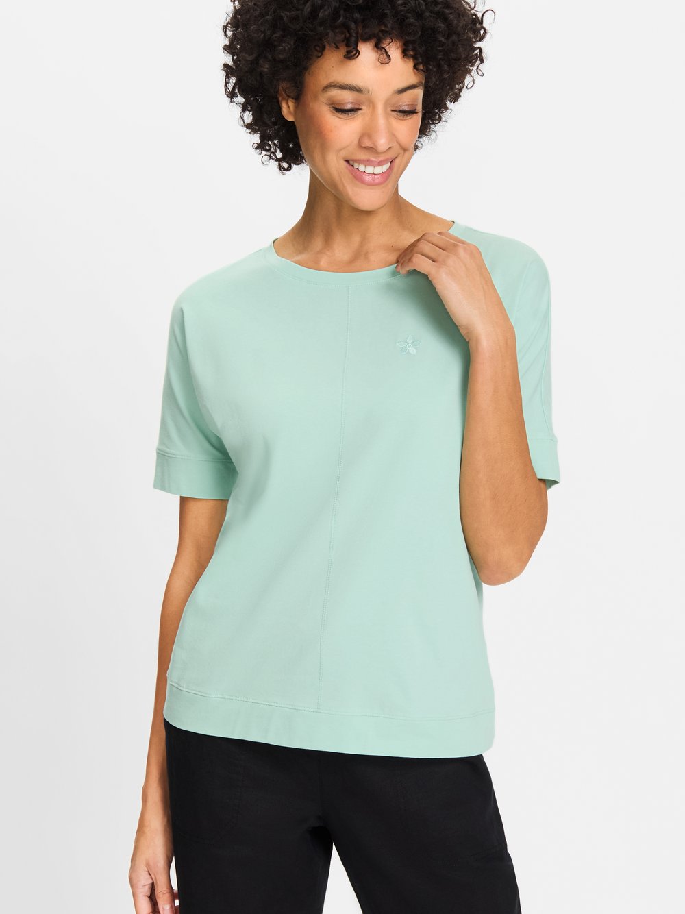 Olsen T-Shirt Damen Baumwolle grün, 46