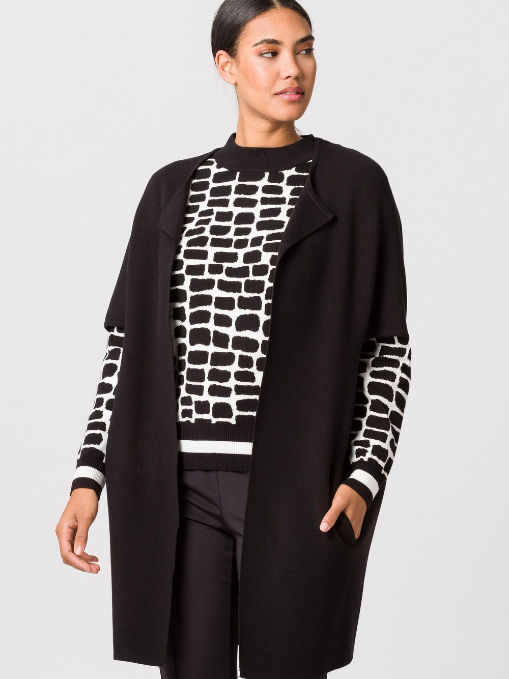 TUZZI Strickponcho Damen Viskose schwarz, 40