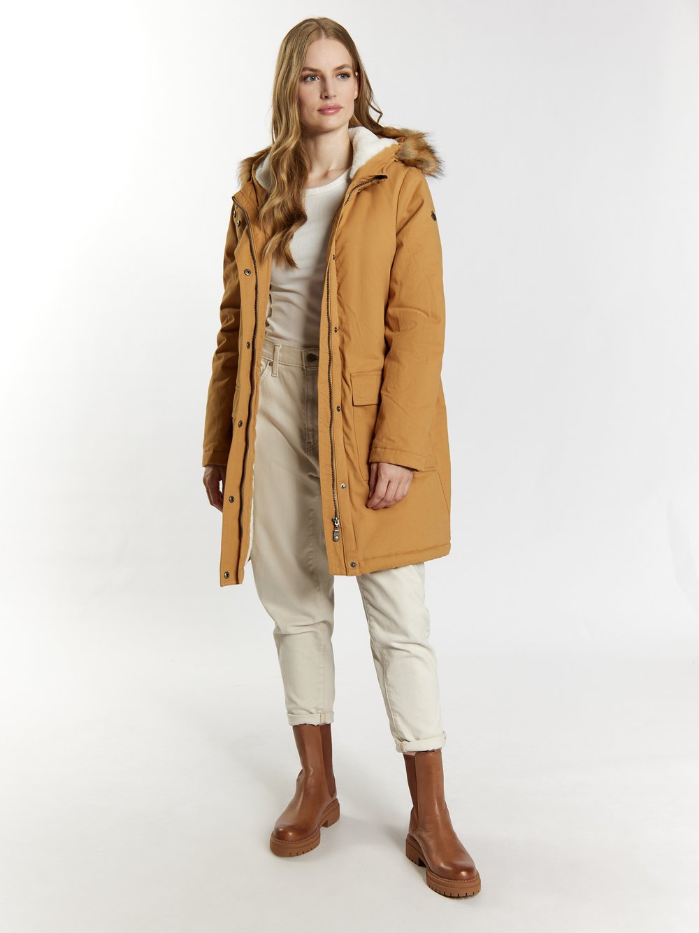 Dreimaster Winterparka Damen Baumwolle beige, L