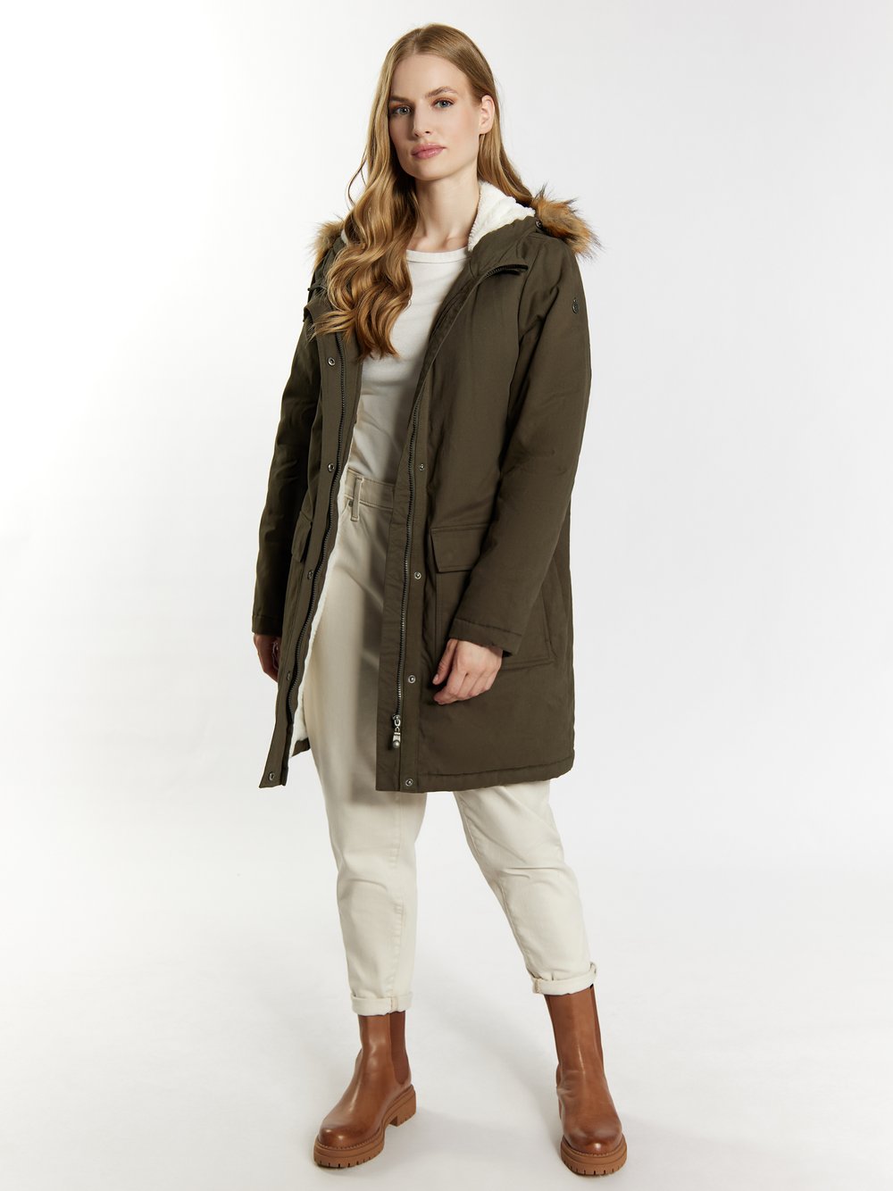 Dreimaster Winterparka Damen Baumwolle grün, XS