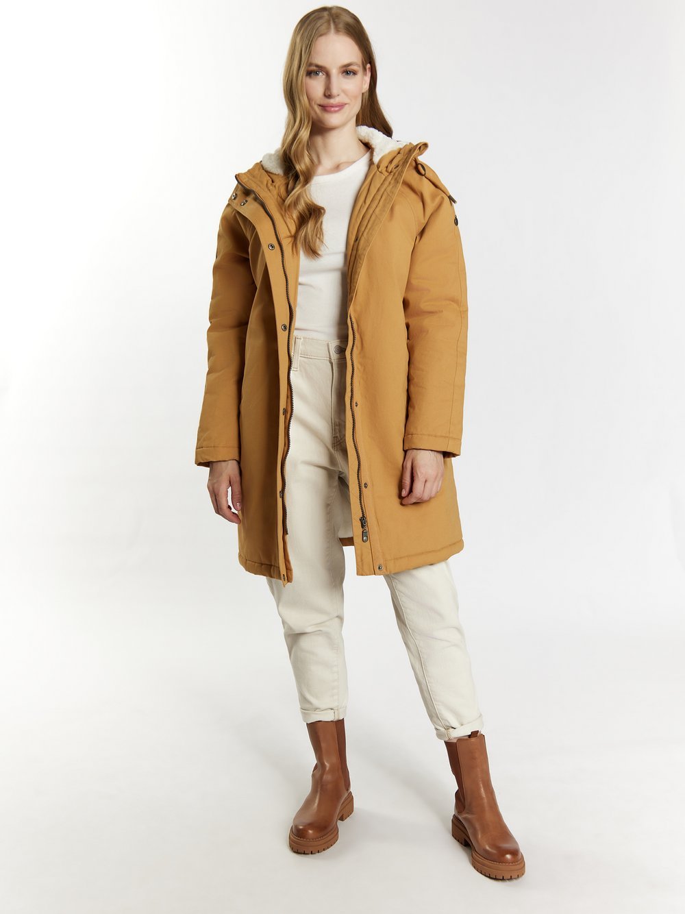 Dreimaster Winterparka Damen Baumwolle beige, XXL