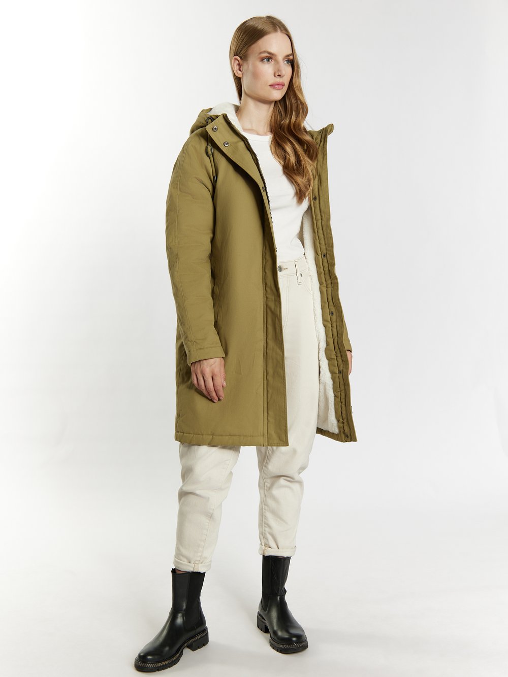 Dreimaster Winterparka Damen Baumwolle grün, XXL