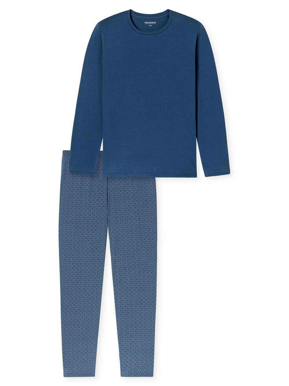 Thumbnail - Schiesser Pyjama  Herren Baumwolle blau, 54