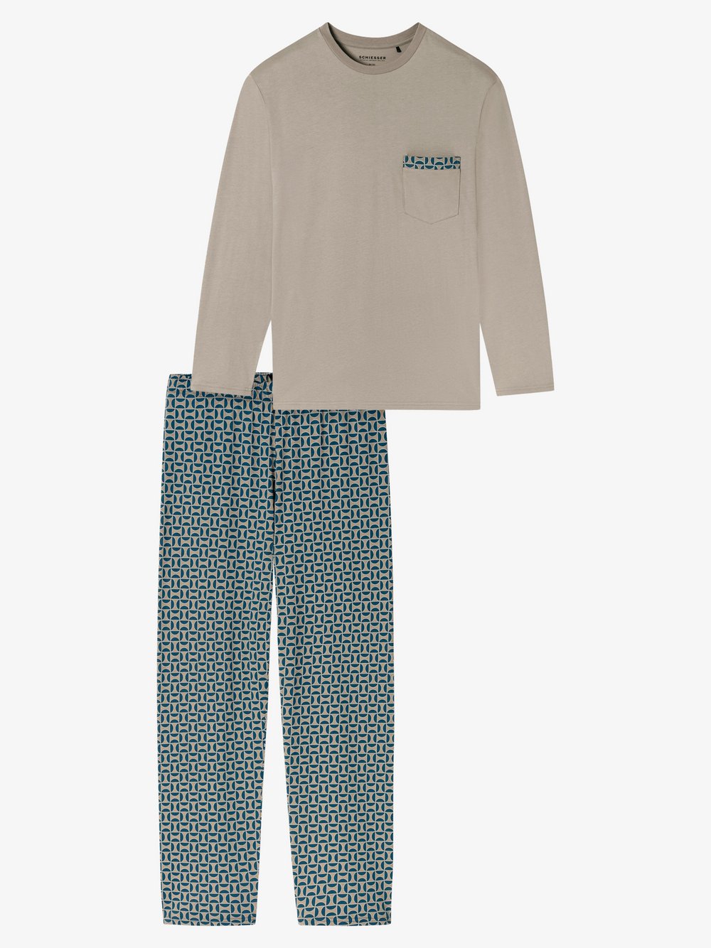 Schiesser Pyjama Herren Jersey braun bedruckt, 58