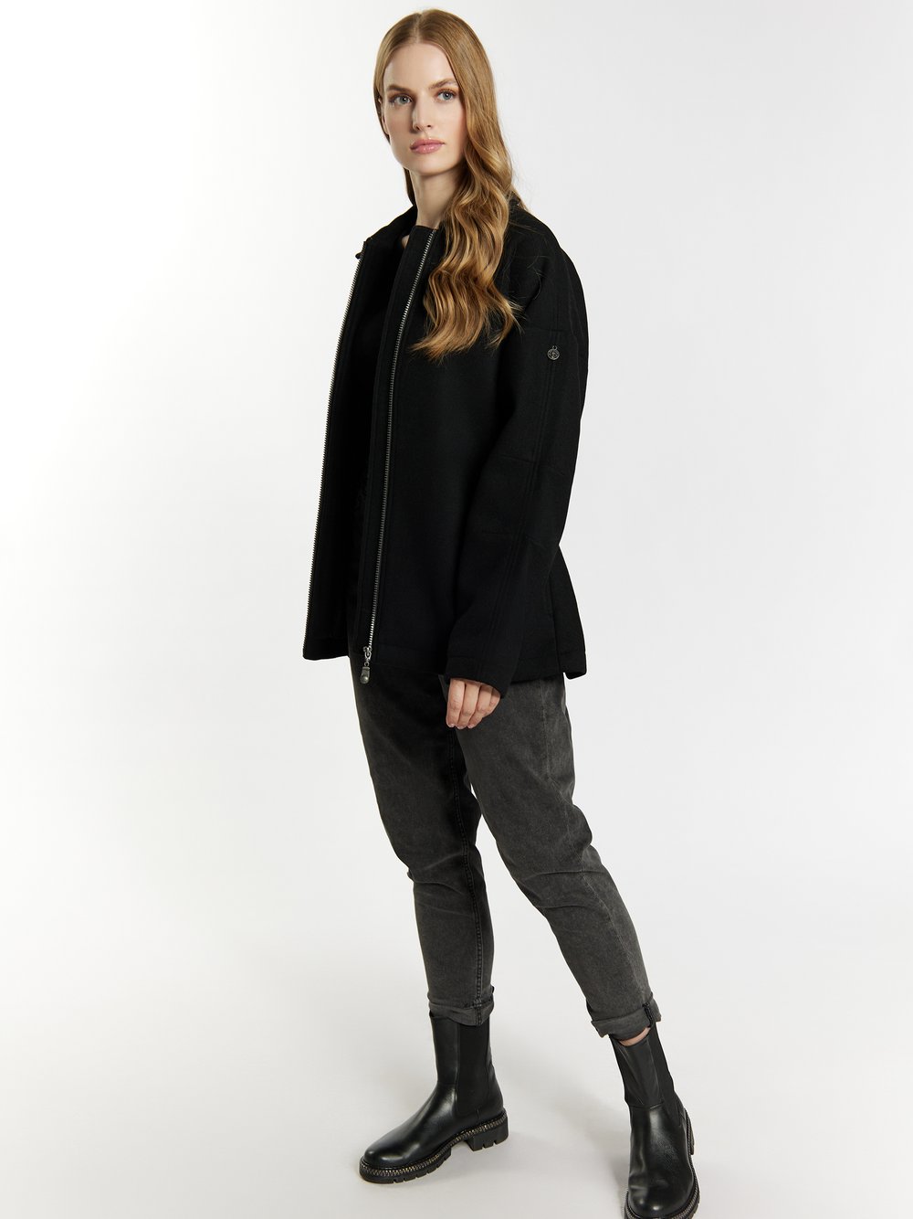 Dreimaster Übergangsjacke aus Wollgemisch Damen schwarz, XXL