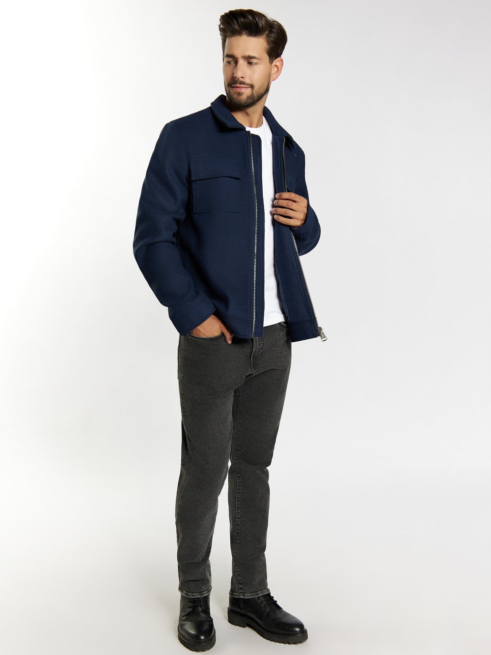 Dreimaster Übergangsjacke aus Wollgemisch Herren blau, XL