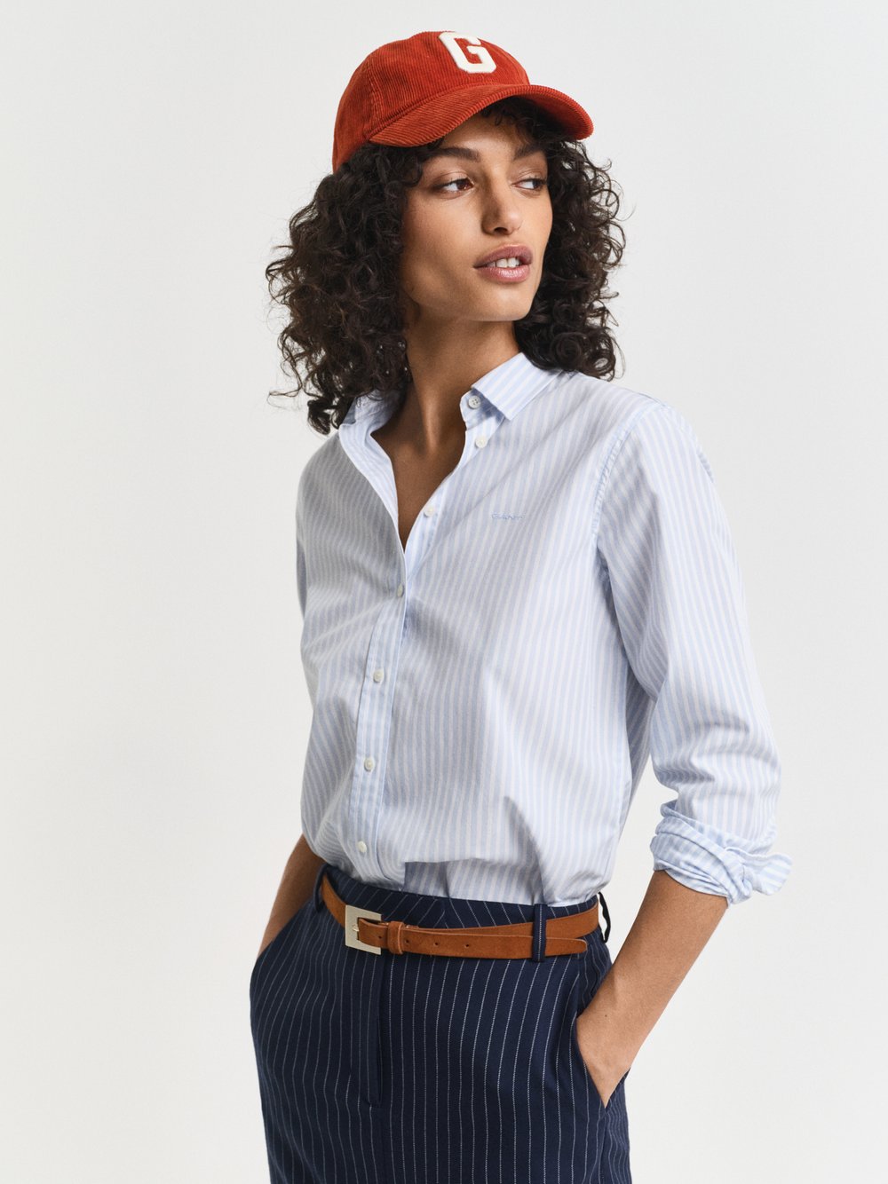 Gant Damen Light Blau Popeline-Bluse Im Regular Fit Mit Streifen (36) - Bild 6