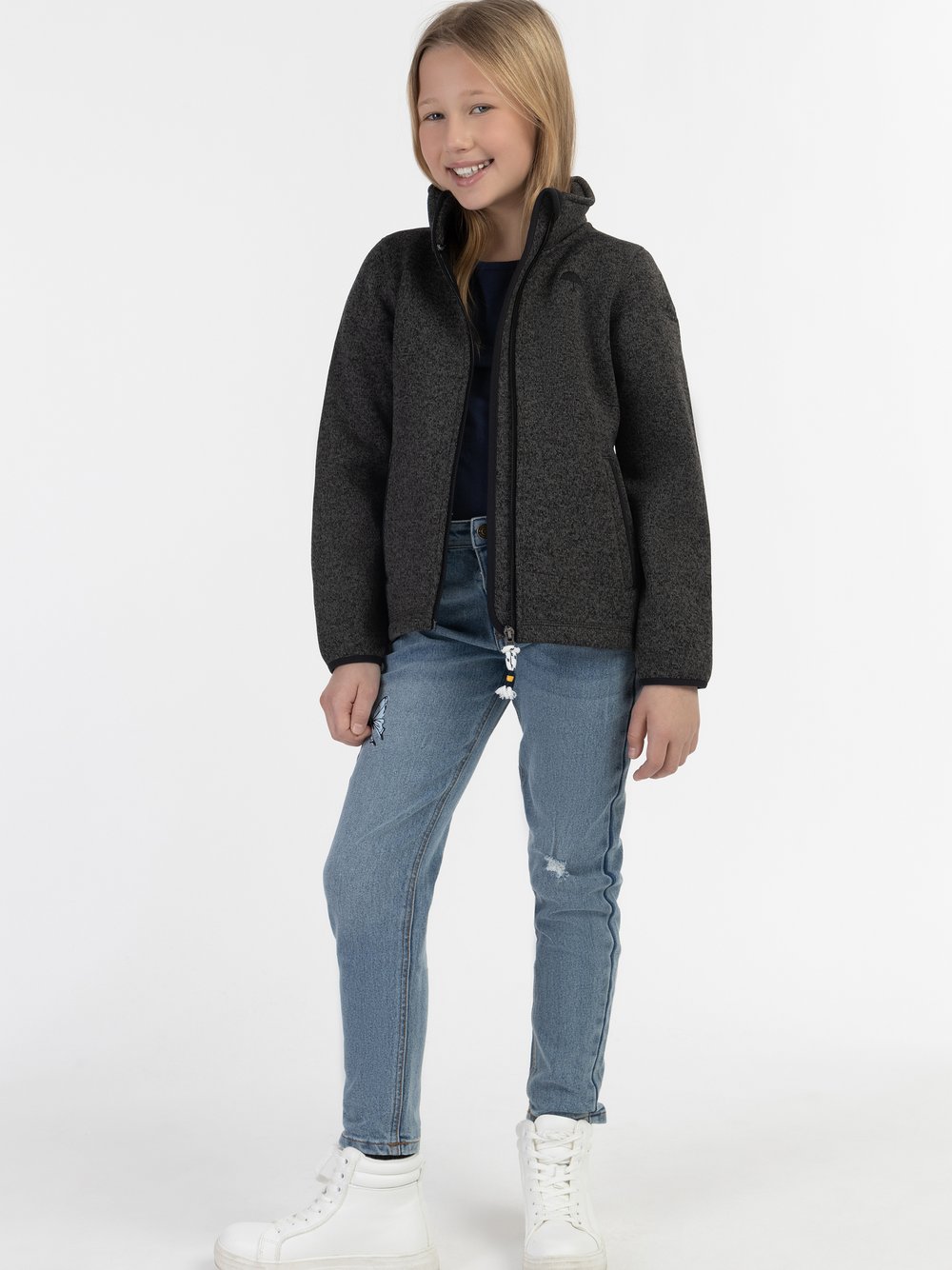 Schmuddelwedda (Kids) Strickfleecejacke Mädchen grau, 116