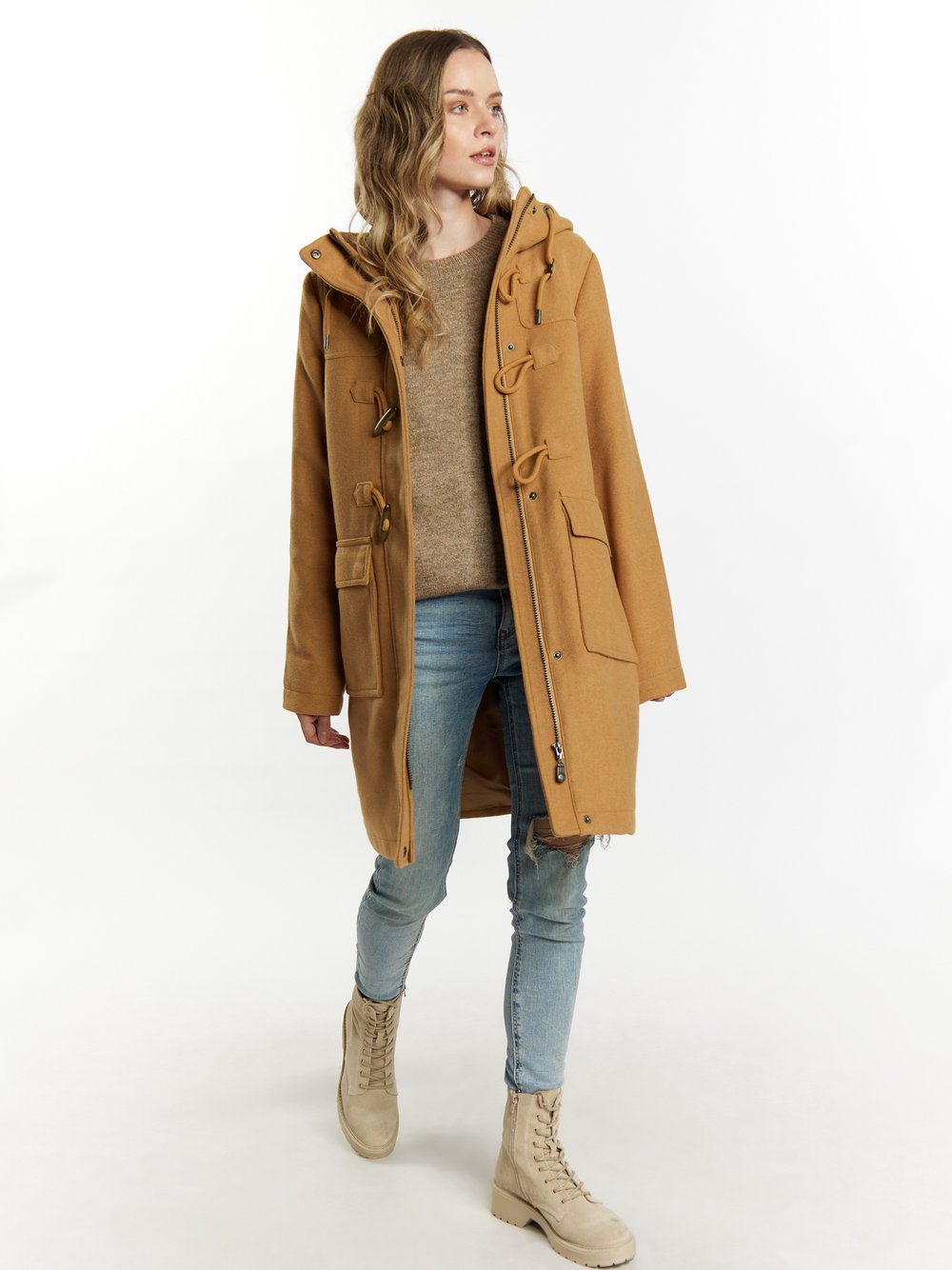 Dreimaster Dufflecoat aus Wollgemisch Damen braun, M