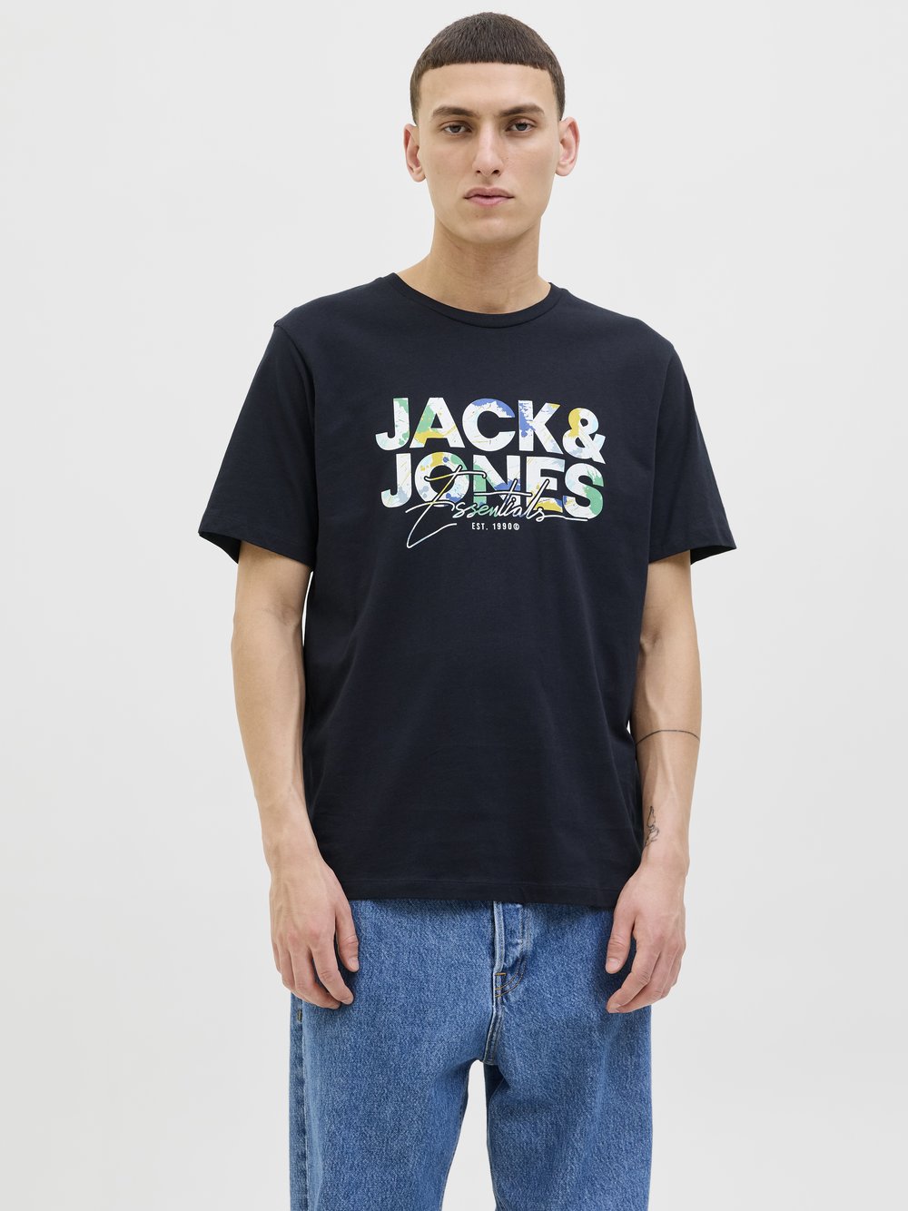 Jack & Jones T-Shirt Herren Baumwolle blau bedruckt, XL