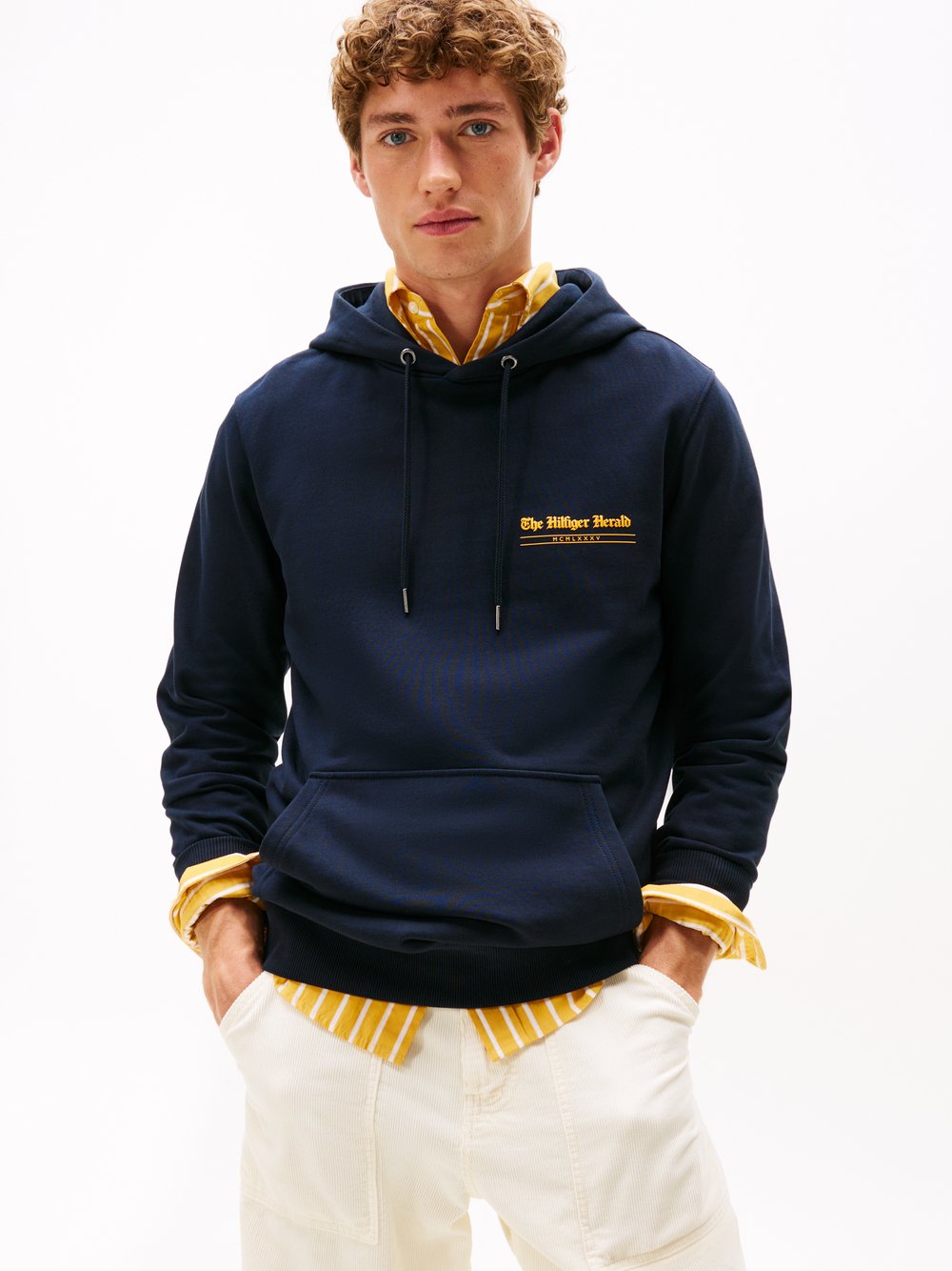 Tommy Hilfiger Kapuzenpullover Herren Sweat blau bedruckt, XL
