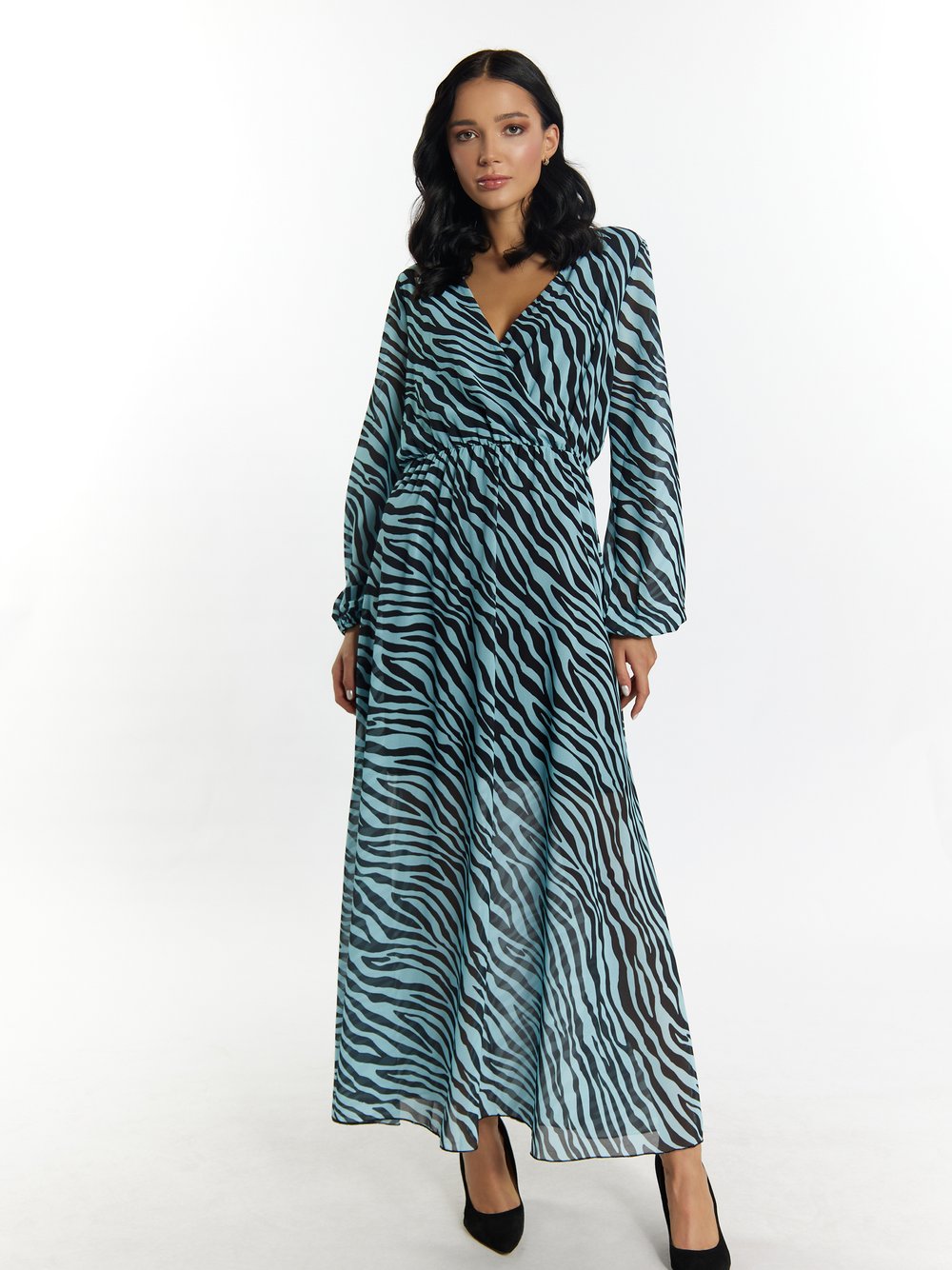 Faina Kleid mit Zebra-Print Damen schwarz gemustert, XS