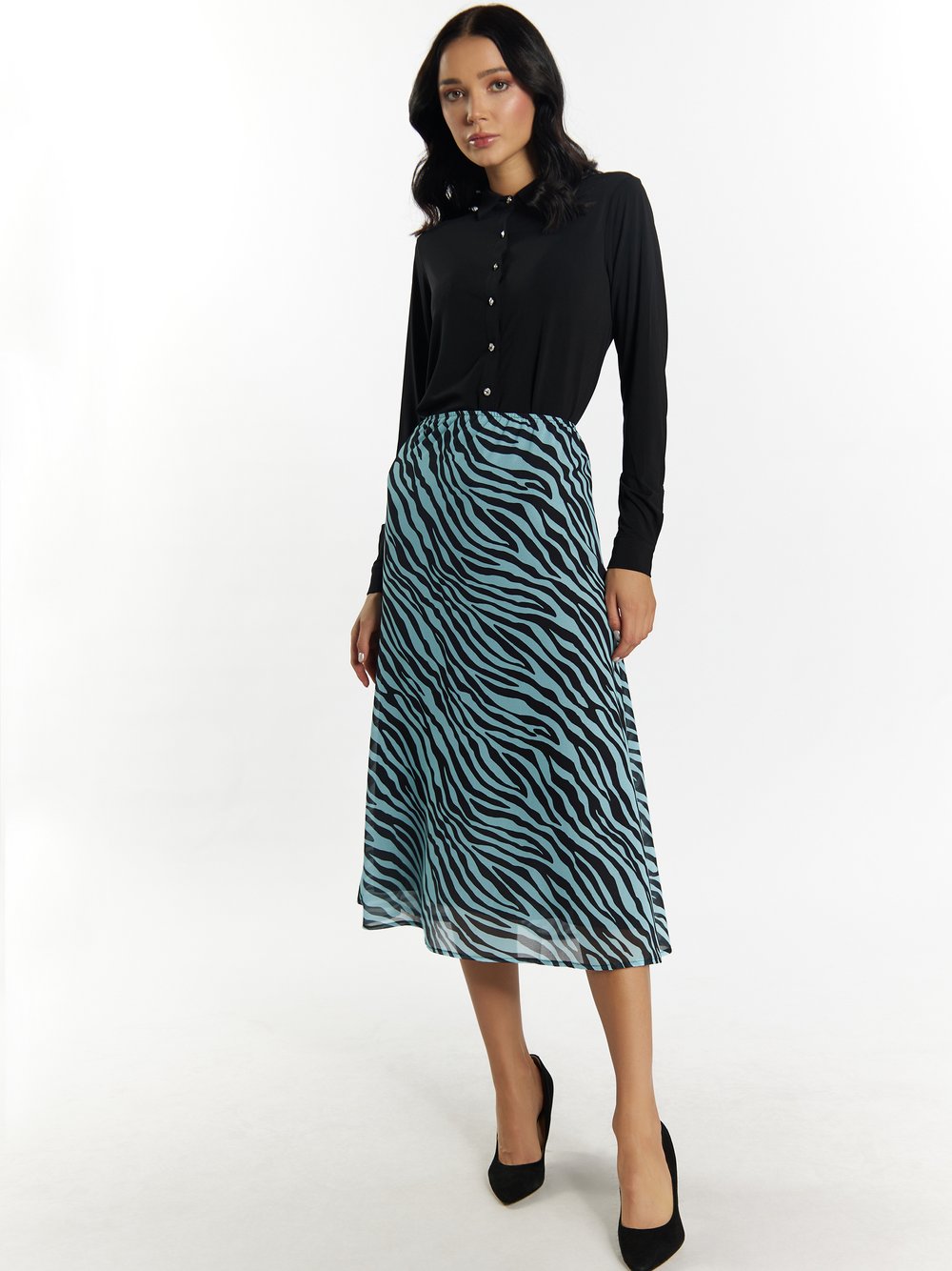 Faina Rock mit Zebra-Print Damen schwarz gemustert, XS