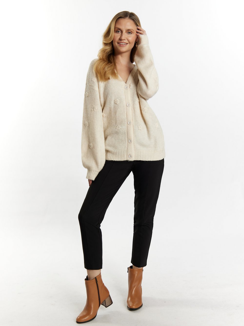 Usha Strickcardigan Damen beige gemustert, M/L