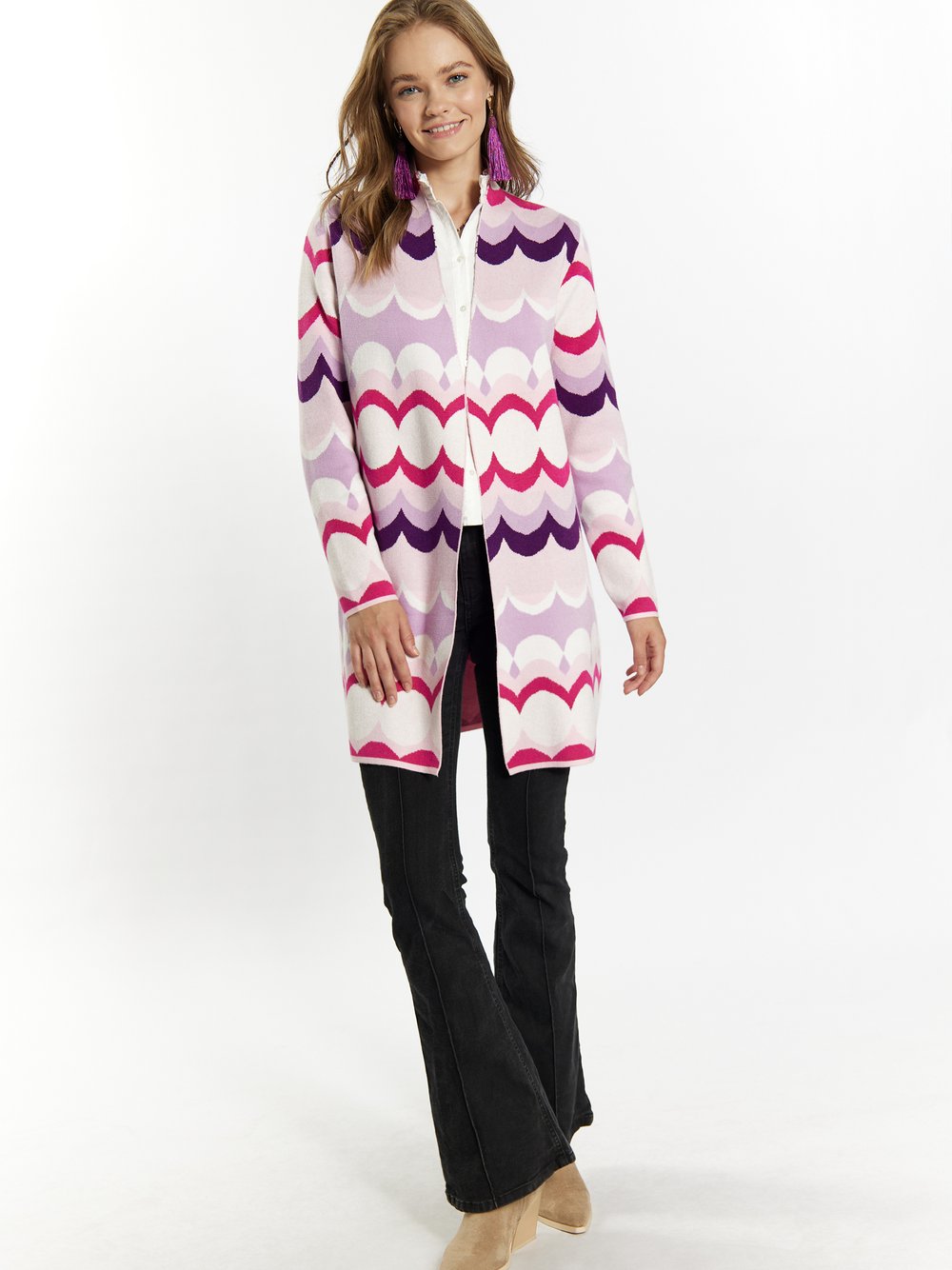 IZIA Cardigan Damen rosa gemustert, M/L