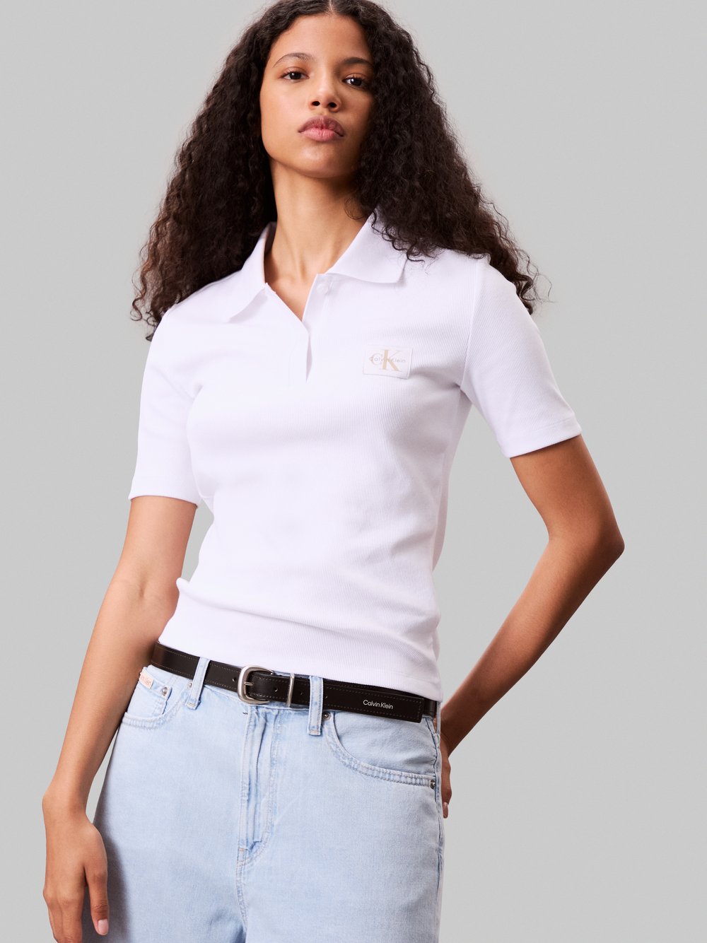 Calvin Klein Jeans Poloshirt Damen Baumwolle weiß, M