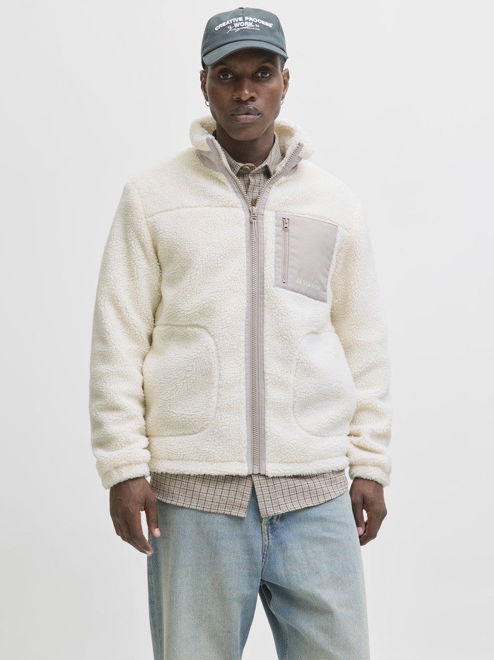 Jack & Jones Teddy-Sweatjacke Herren weiß, XL
