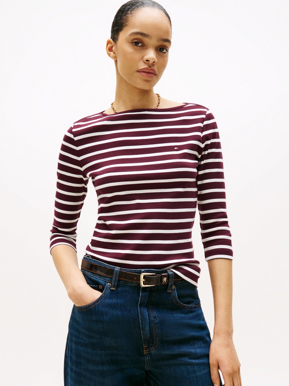 Thumbnail - Tommy Hilfiger 3/4-Langarmshirt Damen Baumwolle mehrfarbig gestreift, M