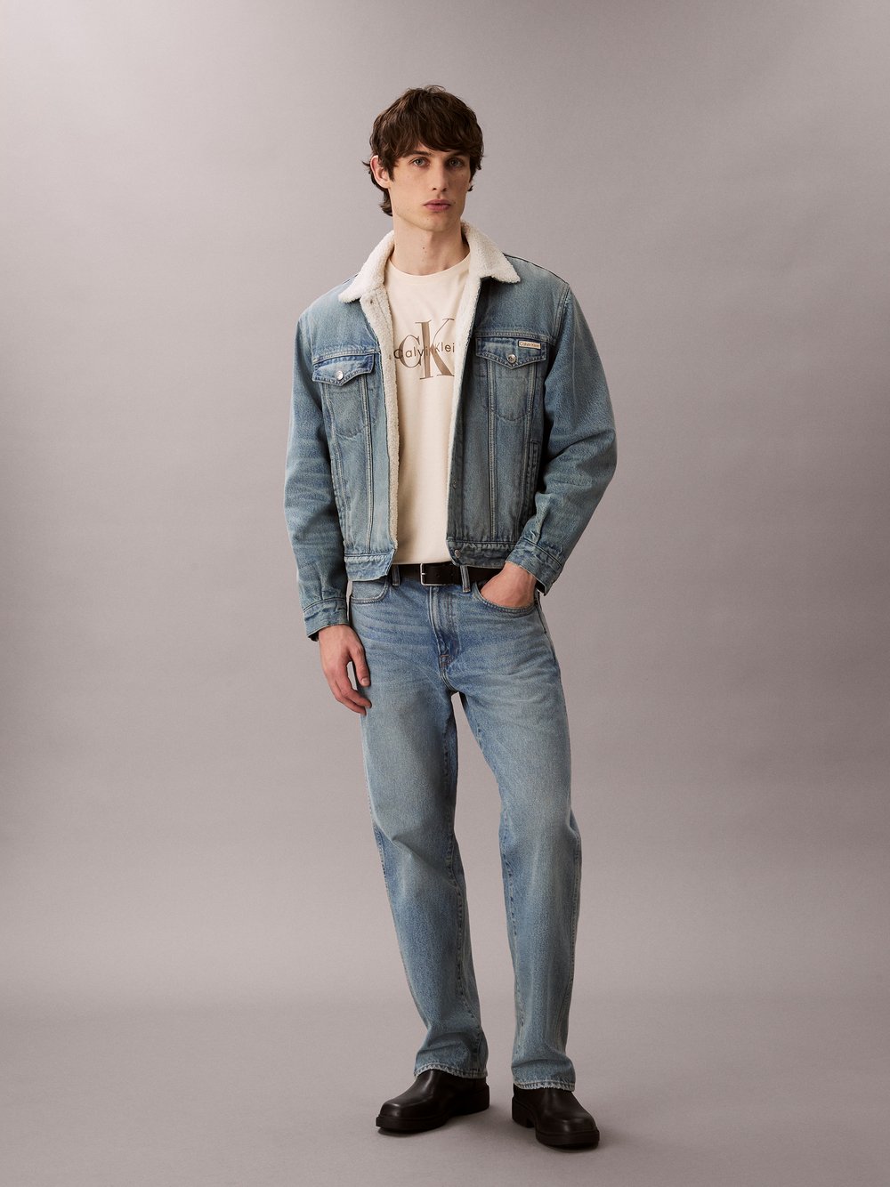 Calvin Klein Jeans T-Shirt Herren Baumwolle weiß gemustert, L