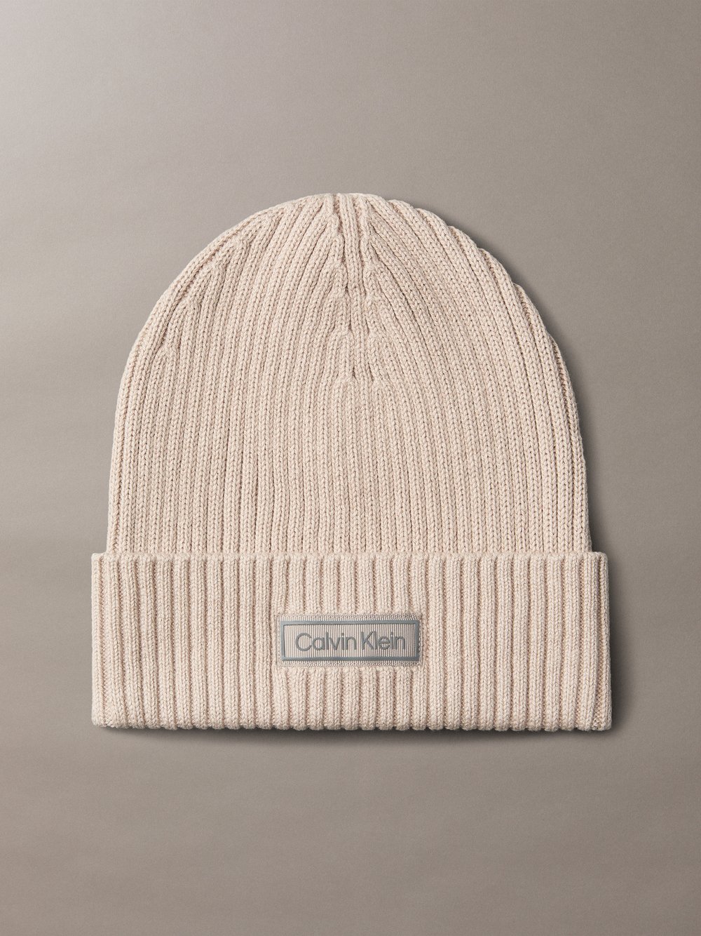 Thumbnail - Calvin Klein Strickmütze mit Cashmere-Anteil Herren Baumwolle beige strukturiert, ONE SIZE