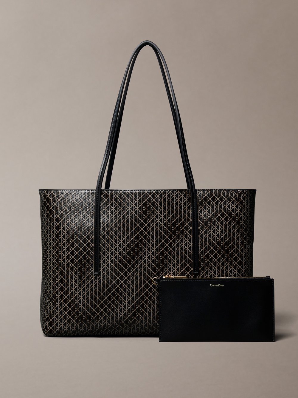 Calvin Klein shopper Kobiety Sztuczna skóra czarny|brązowy
