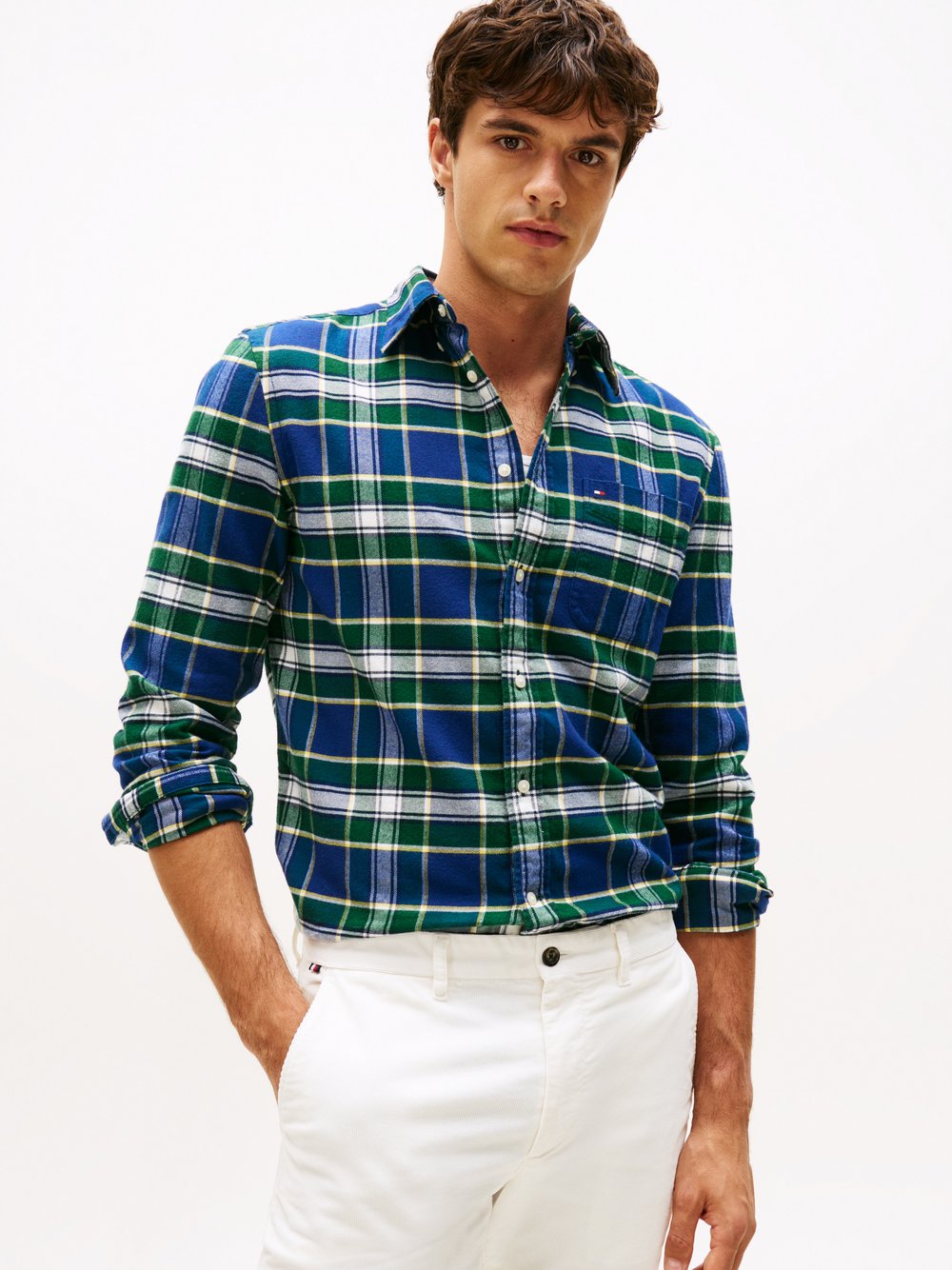 Tommy Hilfiger Flanellhemd Herren Regular Fit Baumwolle mehrfarbig kariert, XL