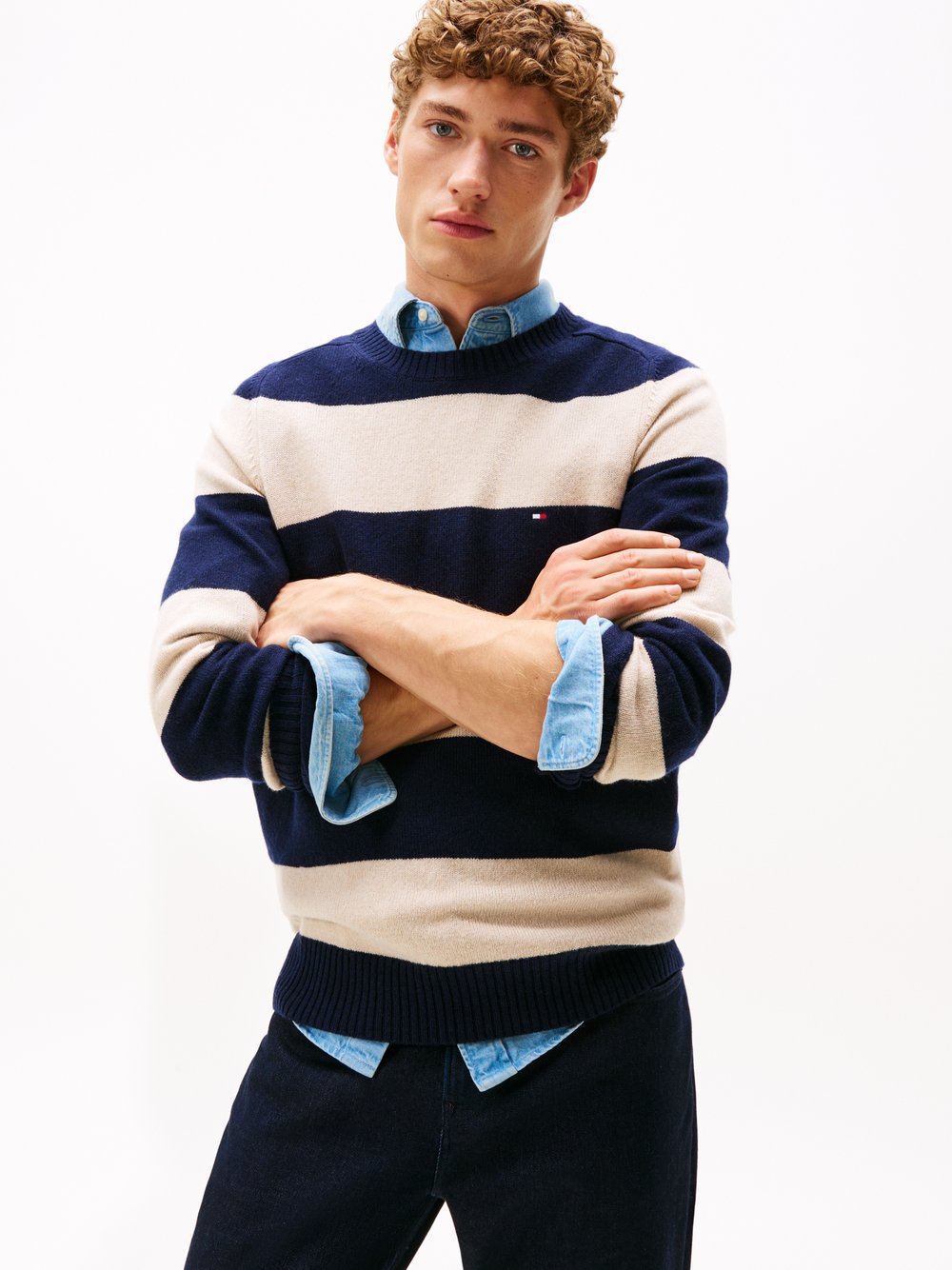 Tommy Hilfiger Wollpullover Herren Wolle mehrfarbig gestreift, M