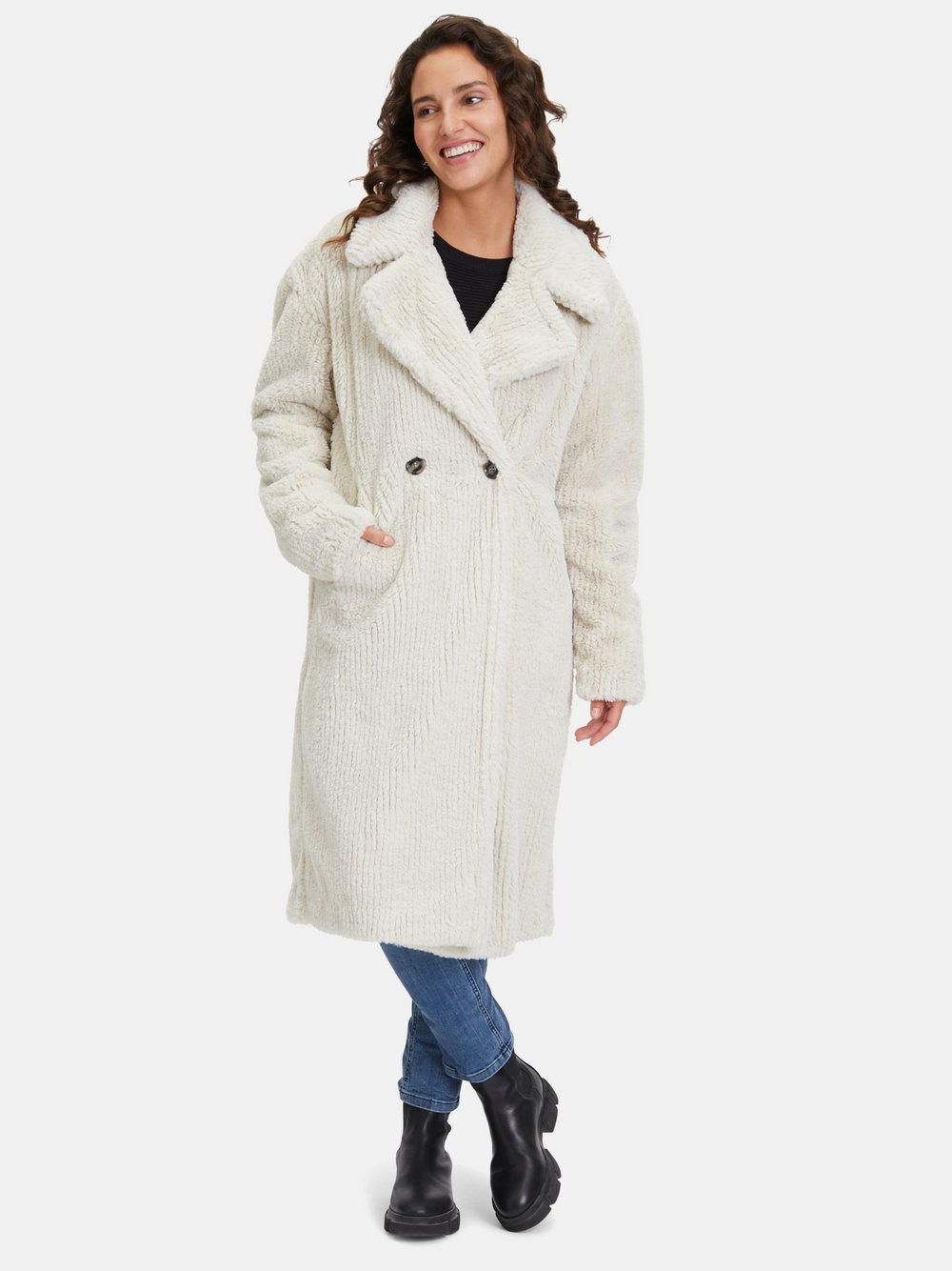 Amber & June Wintermantel Damen beige, 42