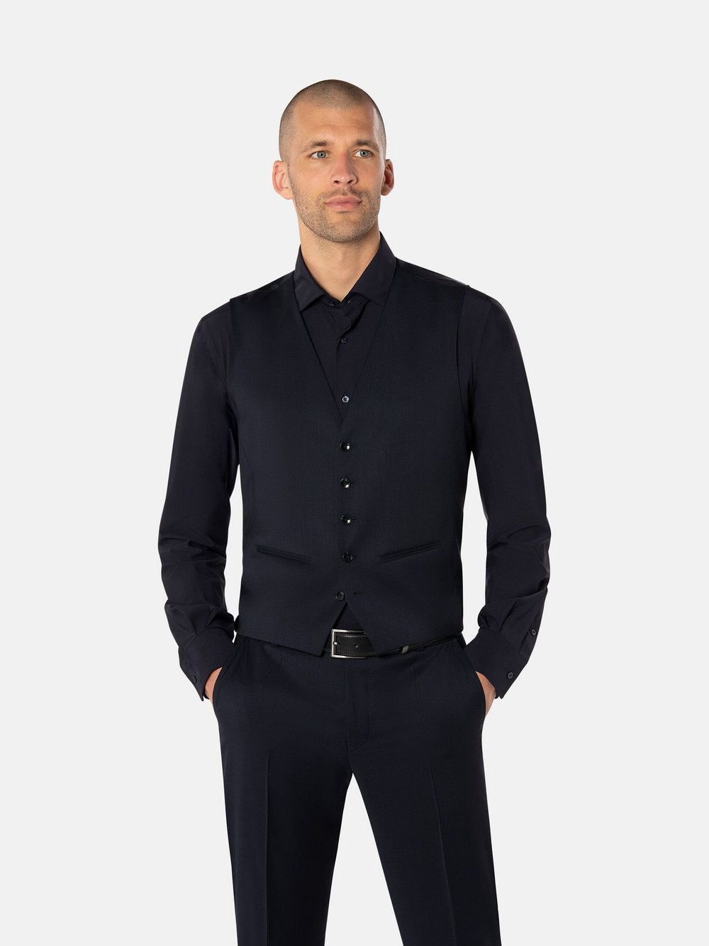 Benvenuto Anzugweste Herren Modern Fit Wolle blau, 26