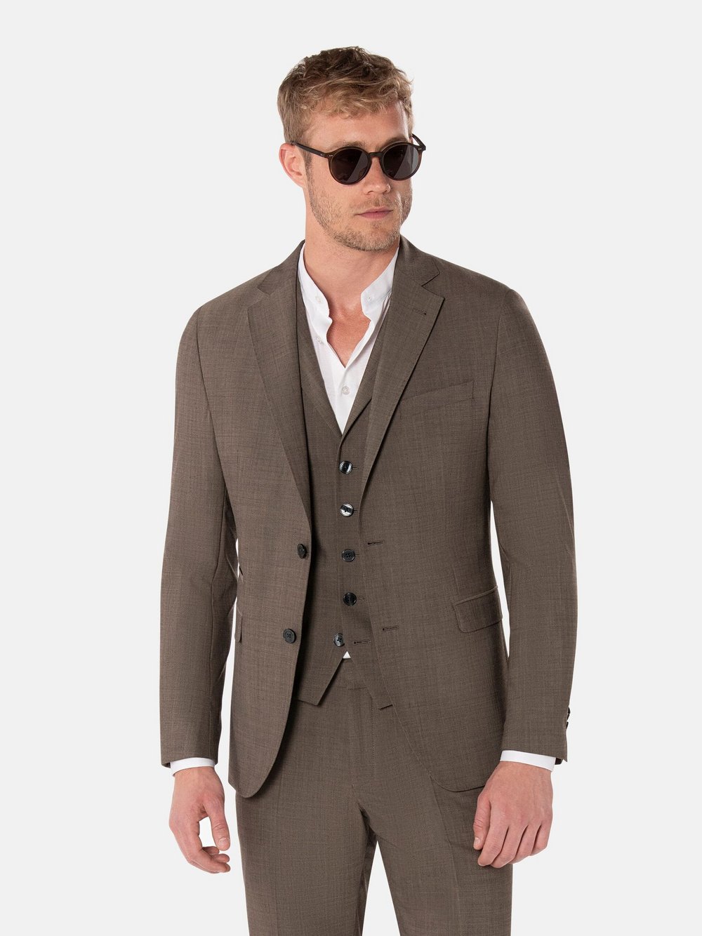 Thumbnail - Benvenuto Anzugsakko Herren Slim Fit braun meliert, 50