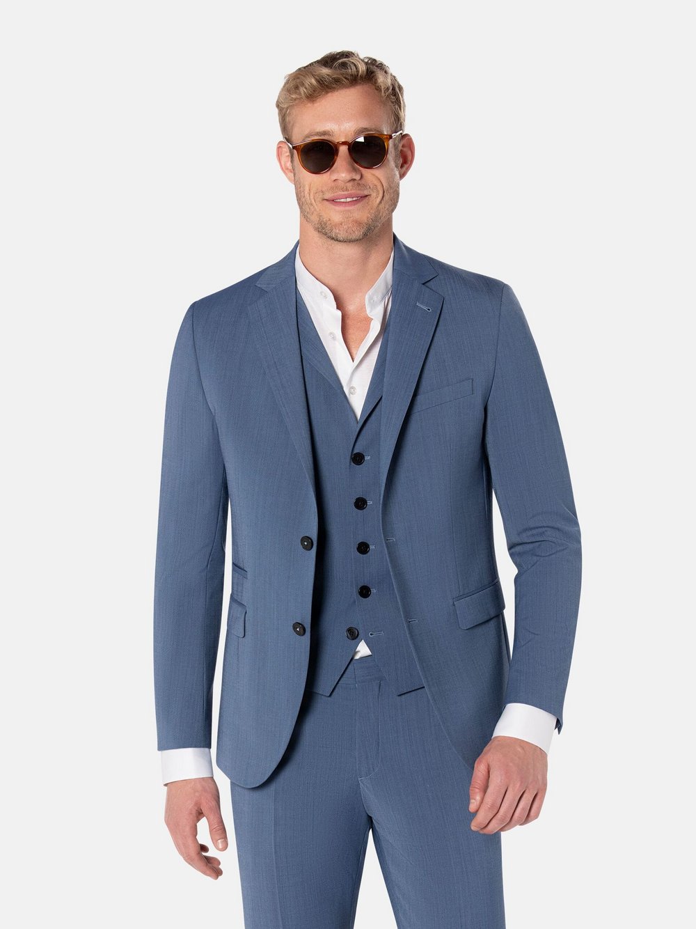 Thumbnail - Benvenuto Anzugsakko Herren Slim Fit blau meliert, 50