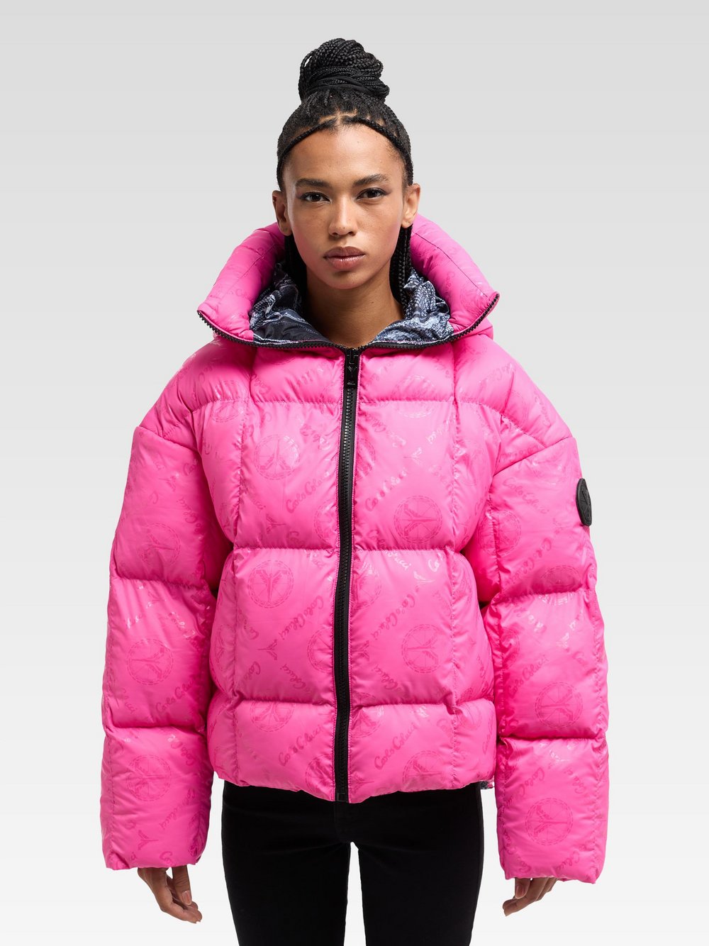 Carlo Colucci Winterjacke  Damen pink bedruckt, 38